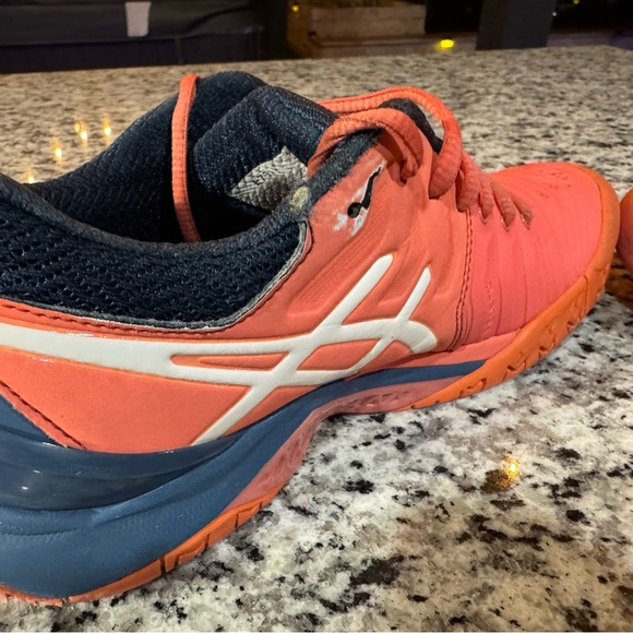 Asics Gel resolution 7 Coral and Deep Blue Sneakers - Picture 6 of 7